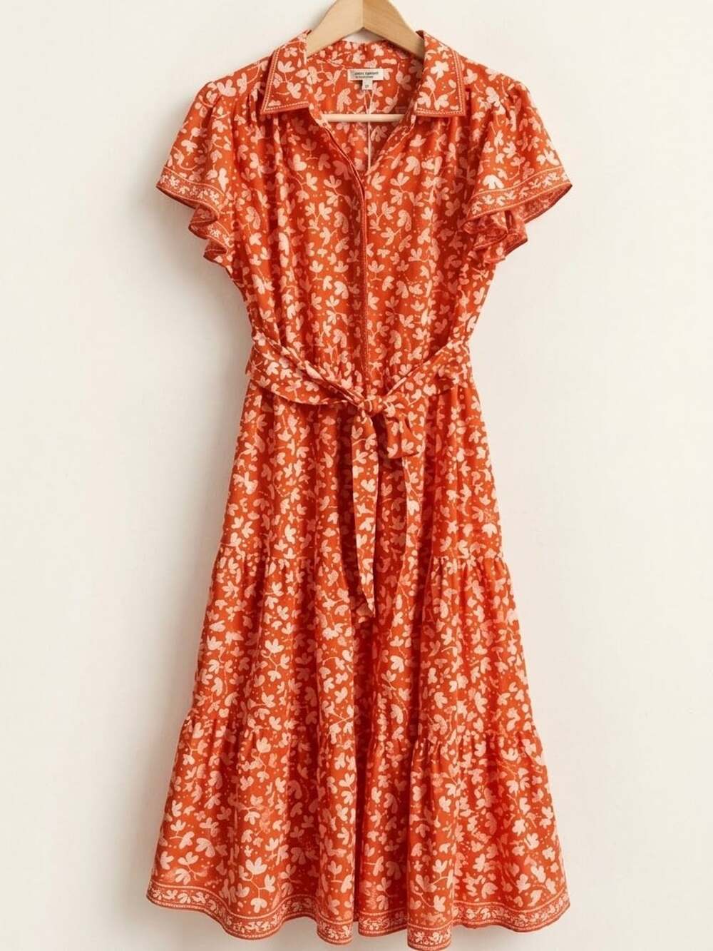 Max Studio Floral Tiered Maxi Dress Size Xs Orange White